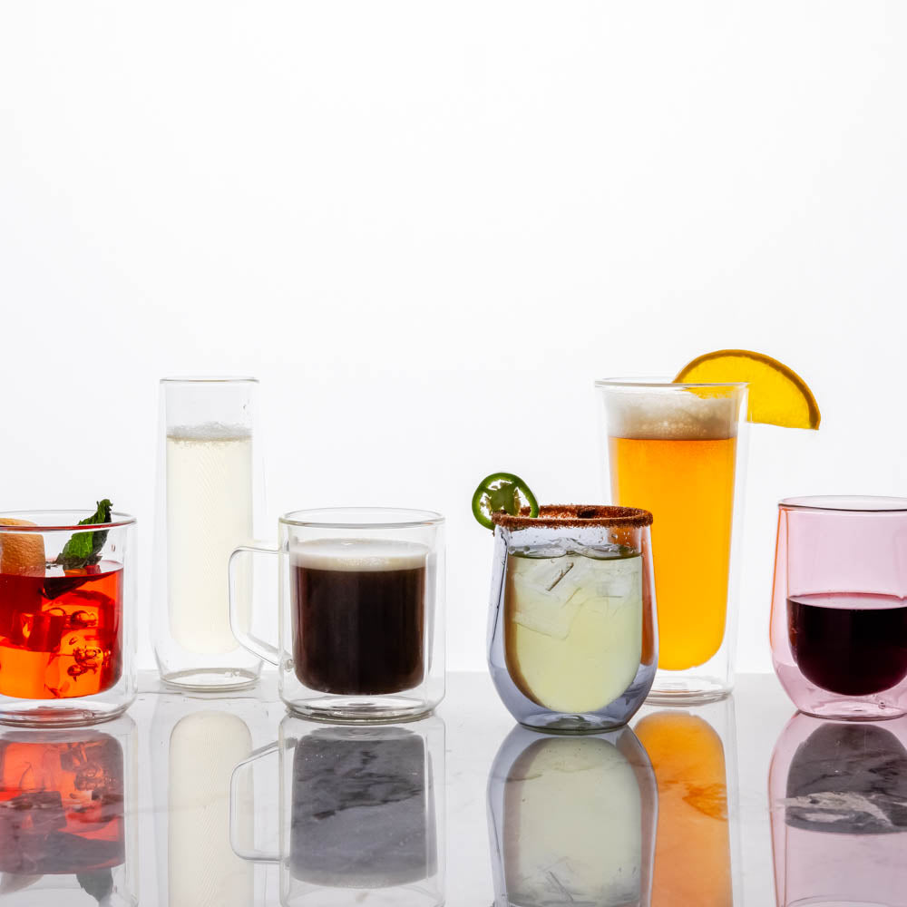 Stemless Flute Glass Set (2) - Essential Bright Pack